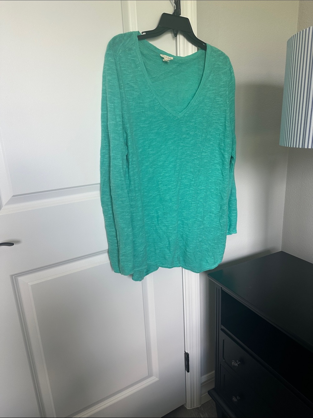 Eileen Fisher Lightweight Teal V-Neck Long Sleeve Top